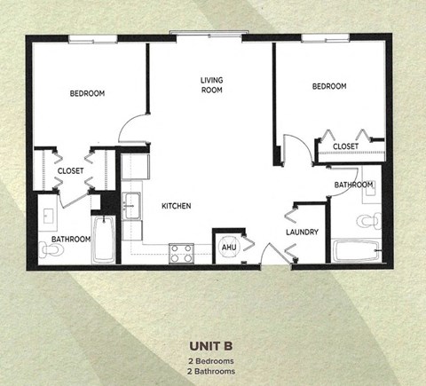 Floor plan for 2 beds, 2 baths